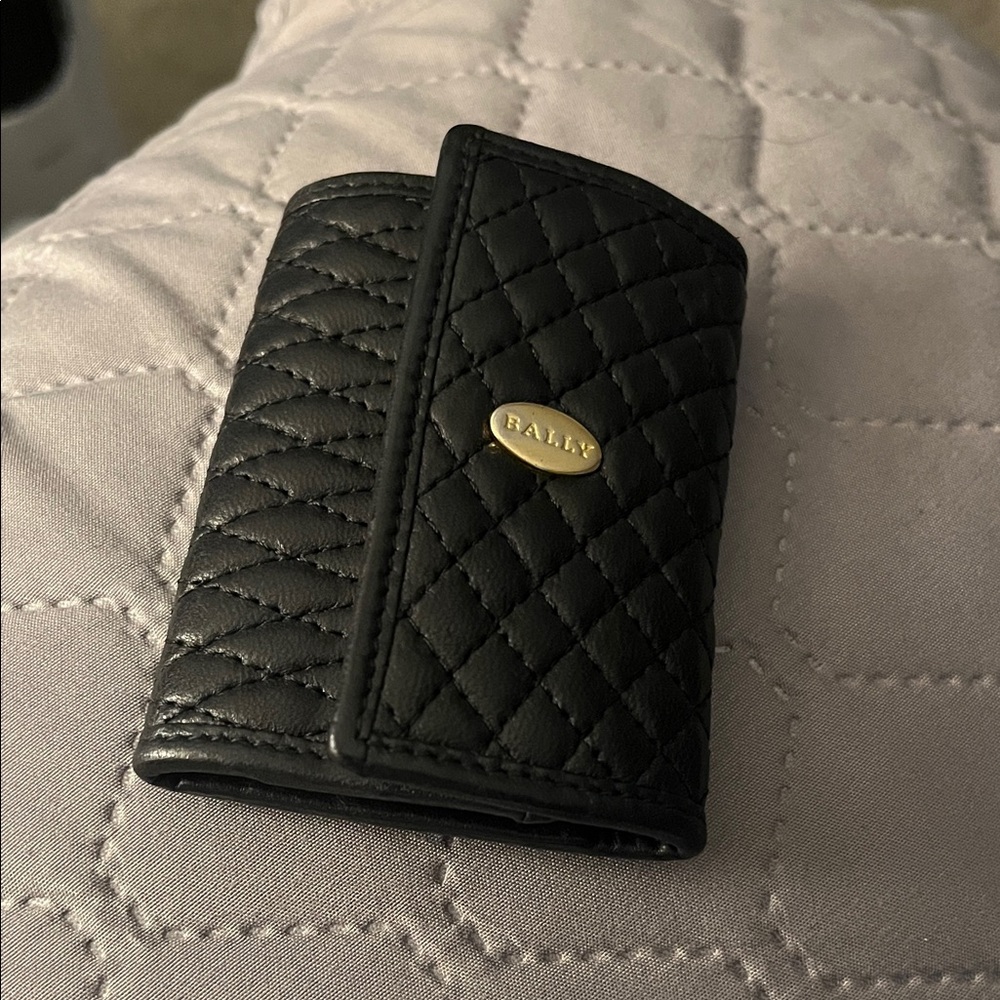 Bally Black Leather Key Holder with Gold Accents